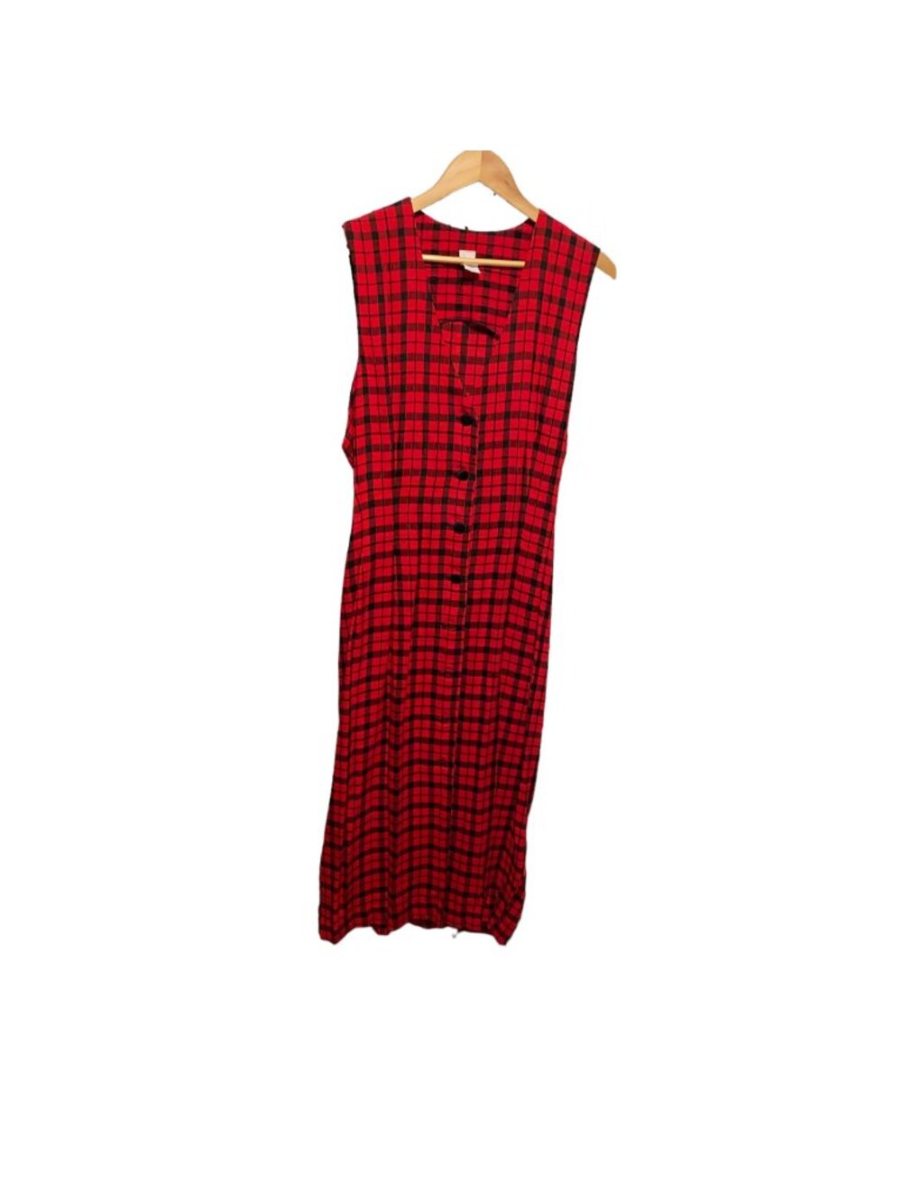 Vintage sleeveless red plaid dress size 16 brand unknown